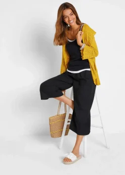 3/4-Hose aus Leinen-Baumwoll-Mischung