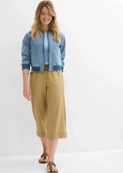 3/4-Hose aus Leinen-Baumwoll-Mischung