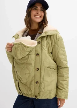 3-in-1 Leichte Umstandsjacke mit Teddyfutter und Trageeinsatz