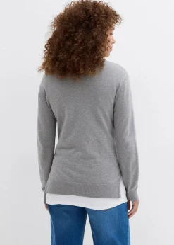 3-in-1 Set aus Umstandspullover und Stilltop aus Baumwollstrick