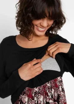 2-in-1 Umstand- und Stillkleid aus einer Materialkombination
