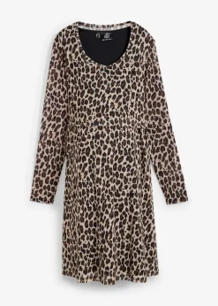 2-in-1 Umstands- und Stillkleid mit Leoprint