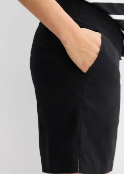 2-in-1 Umstandsbermuda mit Bauchband zum Umklappen aus Leinen-Mix