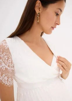 2-in-1 Umstands-Hochzeitskleid aus Spitze mit Stillfunktion