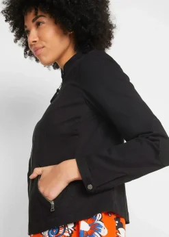 Jacke aus Baumwoll-Twill mit seitlichen Stretcheinsätzen
