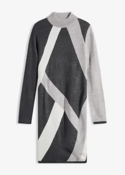 Jacquard-Strickkleid mit modernen Streifen