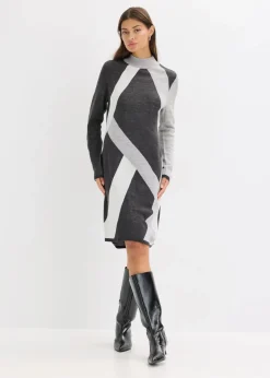 Jacquard-Strickkleid mit modernen Streifen