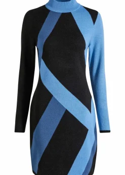 Jacquard-Strickkleid mit modernen Streifen