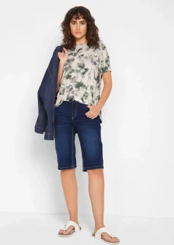 Jeans Bermuda Mid Waist, Stretch