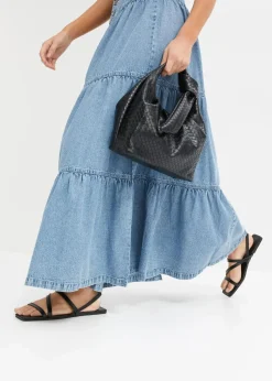 Jeans Stufenrock mit Knopfleiste