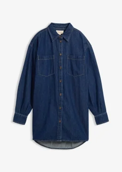 Jeansbluse aus schwerem Denim, reine Baumwolle, Oversized
