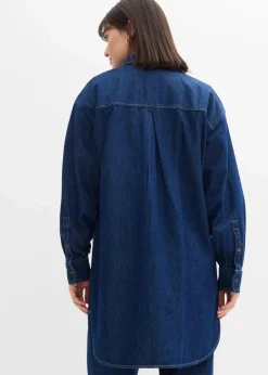 Jeansbluse aus schwerem Denim, reine Baumwolle, Oversized
