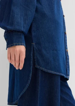 Jeansbluse aus schwerem Denim, reine Baumwolle, Oversized