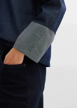 Jeansbluse mit weitem Arm