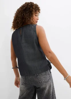 Jeans-Blusentop aus Bio-Baumwolle