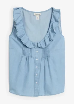 Jeans-Blusentop aus Bio-Baumwolle