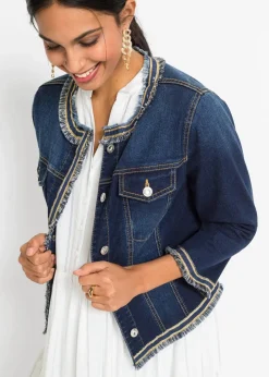 Jeansjacke mit Fransen