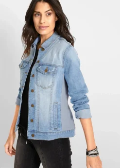 Jeansjacke mit seitlichem Rippeinsatz