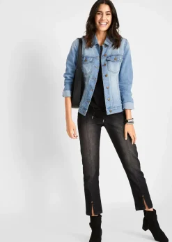 Jeansjacke mit seitlichem Rippeinsatz