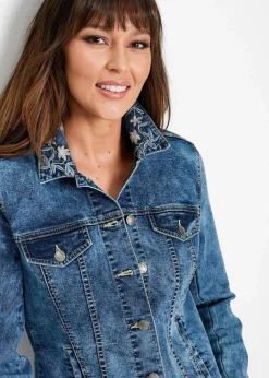 Jeansjacke mit Stickerei