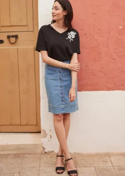 Jeansrock mit Knöpfen