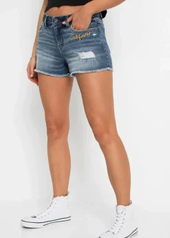 Jeansshorts Mid Waist mit Stickerei