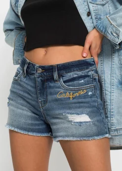Jeansshorts Mid Waist mit Stickerei