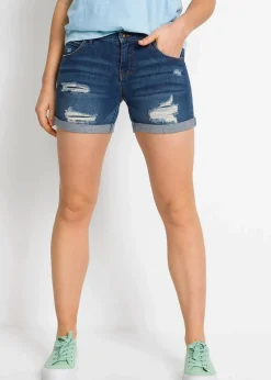 Jeansshorts Mid Waist mit Destroy- Effekten