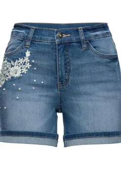 Jeansshorts Mid Waist mit Verzierung