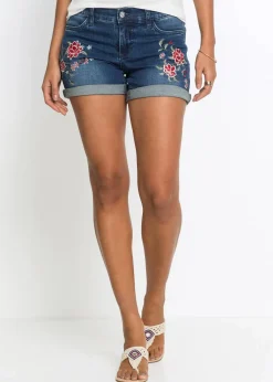 Jeans-Shorts Mid Waist, Stickerei