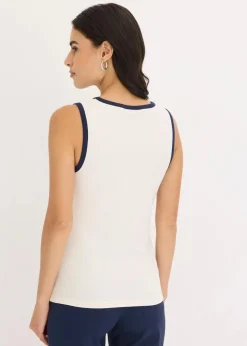 Jersey Tanktop mit Kontrastblende