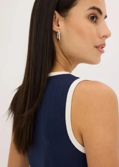 Jersey Tanktop mit Kontrastblende