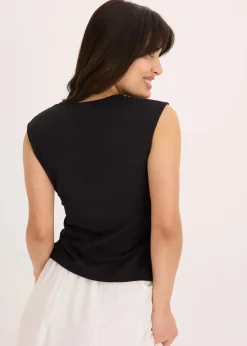 Jerseycrepe-Shirt in Wickeloptik