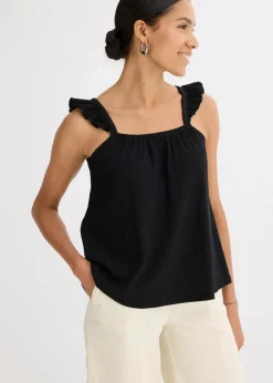 Jerseycrepe-Top mit Volant-Träger