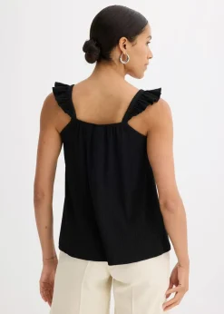 Jerseycrepe-Top mit Volant-Träger