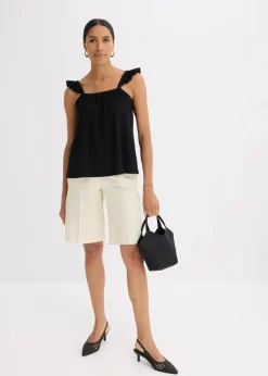 Jerseycrepe-Top mit Volant-Träger