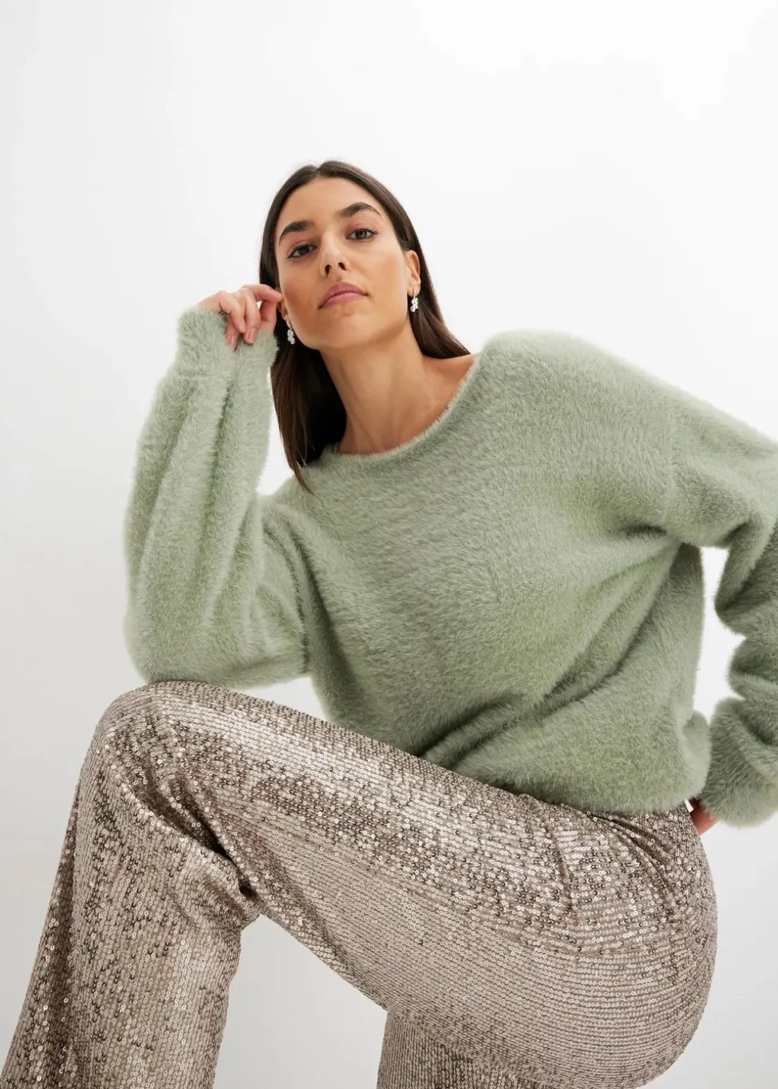 Jersey-Hose mit Pailletten