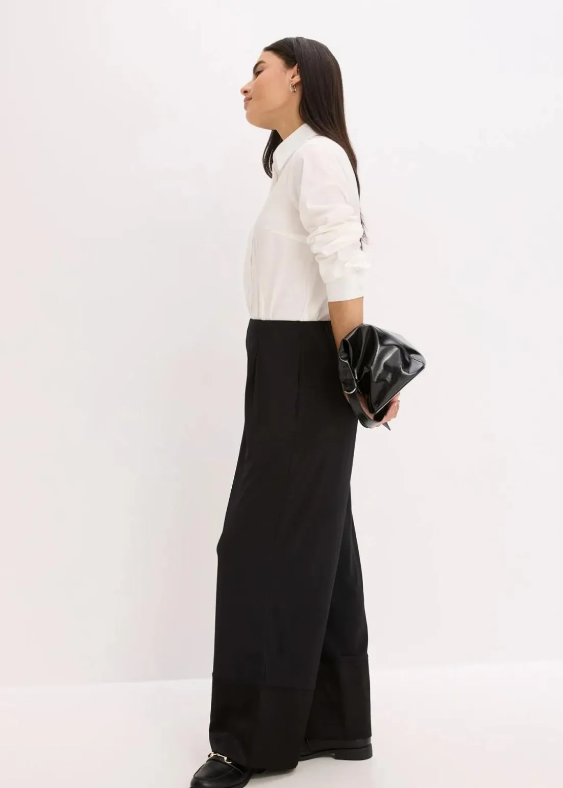 Jersey-Hose mit Satinbesätzen