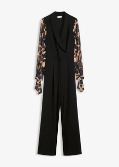 Jersey-Jumpsuit mit Mesh-Ärmeln