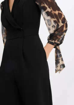 Jersey-Jumpsuit mit Mesh-Ärmeln