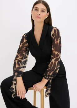 Jersey-Jumpsuit mit Mesh-Ärmeln