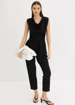 Jersey-Jumpsuit mit Schulterpolster