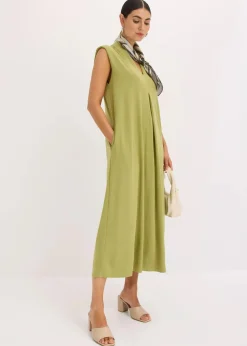 Jerseykleid aus Viskose-Mix mit Schulterpolster