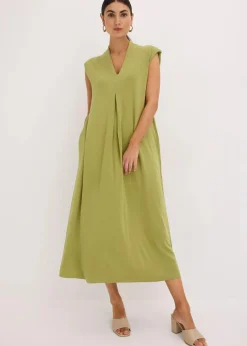 Jerseykleid aus Viskose-Mix mit Schulterpolster