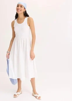 Jerseykleid im Materialmix