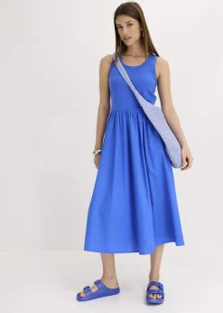 Jerseykleid im Materialmix