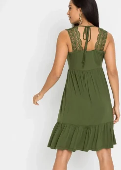 Jerseykleid mit Spitze