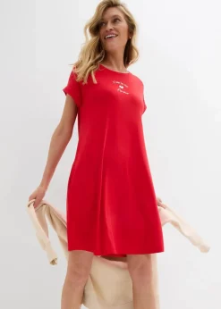 Jersey-Kleid mit Stickerei aus Viskose-Elasthan-Mix