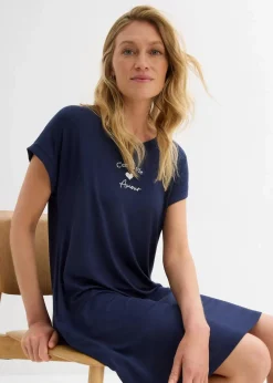 Jersey-Kleid mit Stickerei aus Viskose-Elasthan-Mix