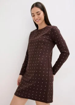 Jerseykleid mit Strass-Applikationen